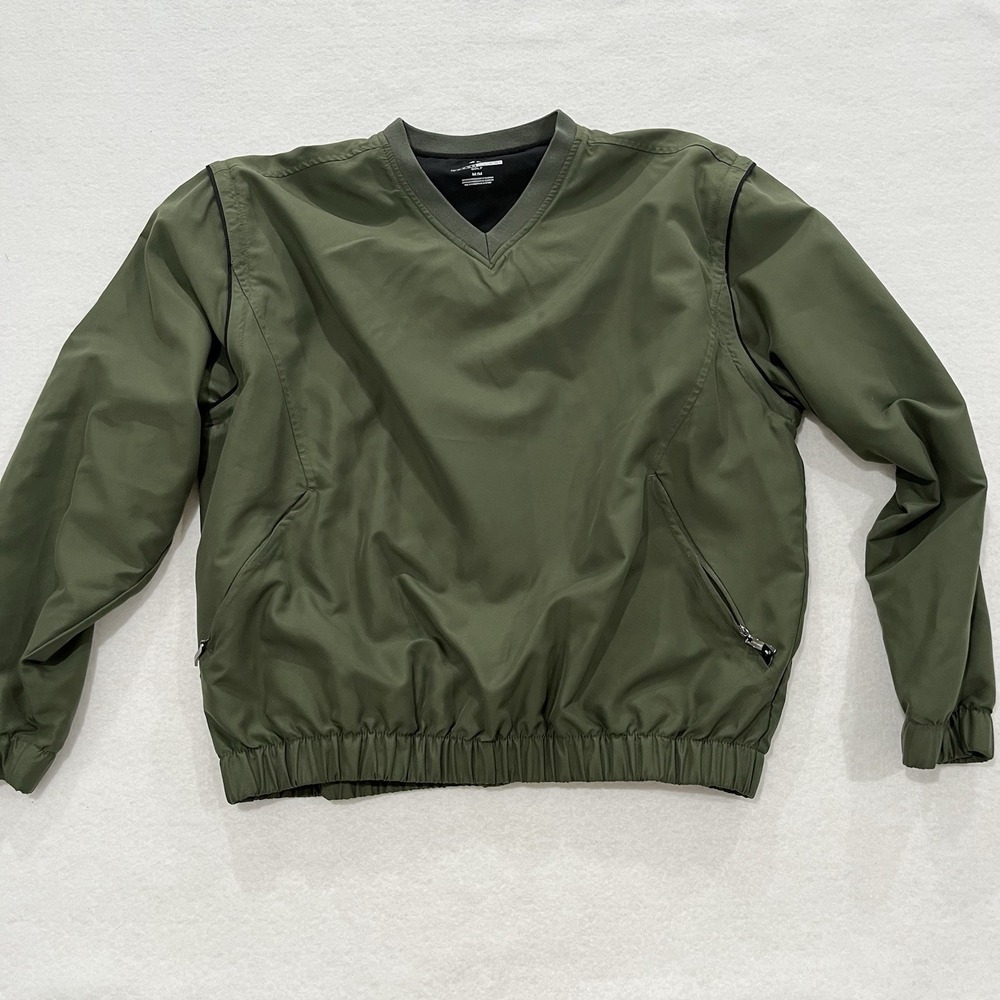Grand Slam Pullover Golf Windbreaker Size Medium V-Neck Pockets Zip Off  Sleeves